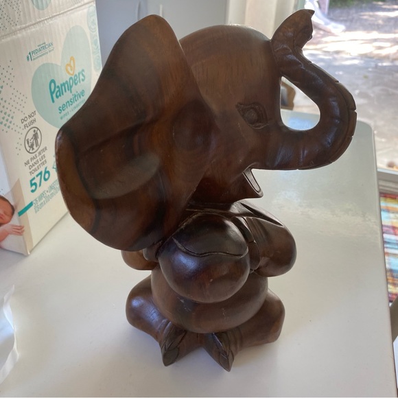 Vintage Wood Carved Elephant - Picture 2 of 13